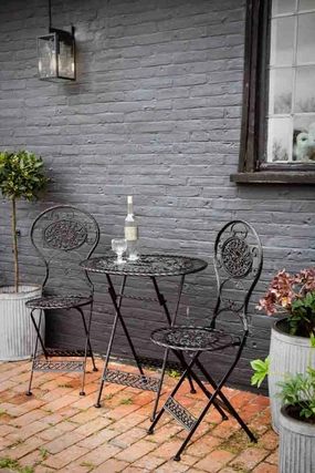 Black Metal Garden Table & Chairs Setoutdoor garden decorative ornaments