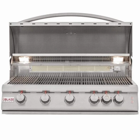 Blaze 40" 5-Burner LTE Gas Grill with Built-in Lighting BLZ-5LTE2 stainless steel BBQ grill with side table