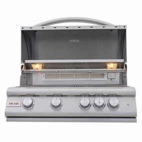 Blaze Premium LTE  32" 4-Burner Propane Grill w/ Infrared stainless steel BBQ grill with side table