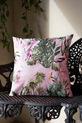 Blush Pink Palms & Tropical Birds Outdoor Cushionoutdoor garden decorative ornaments