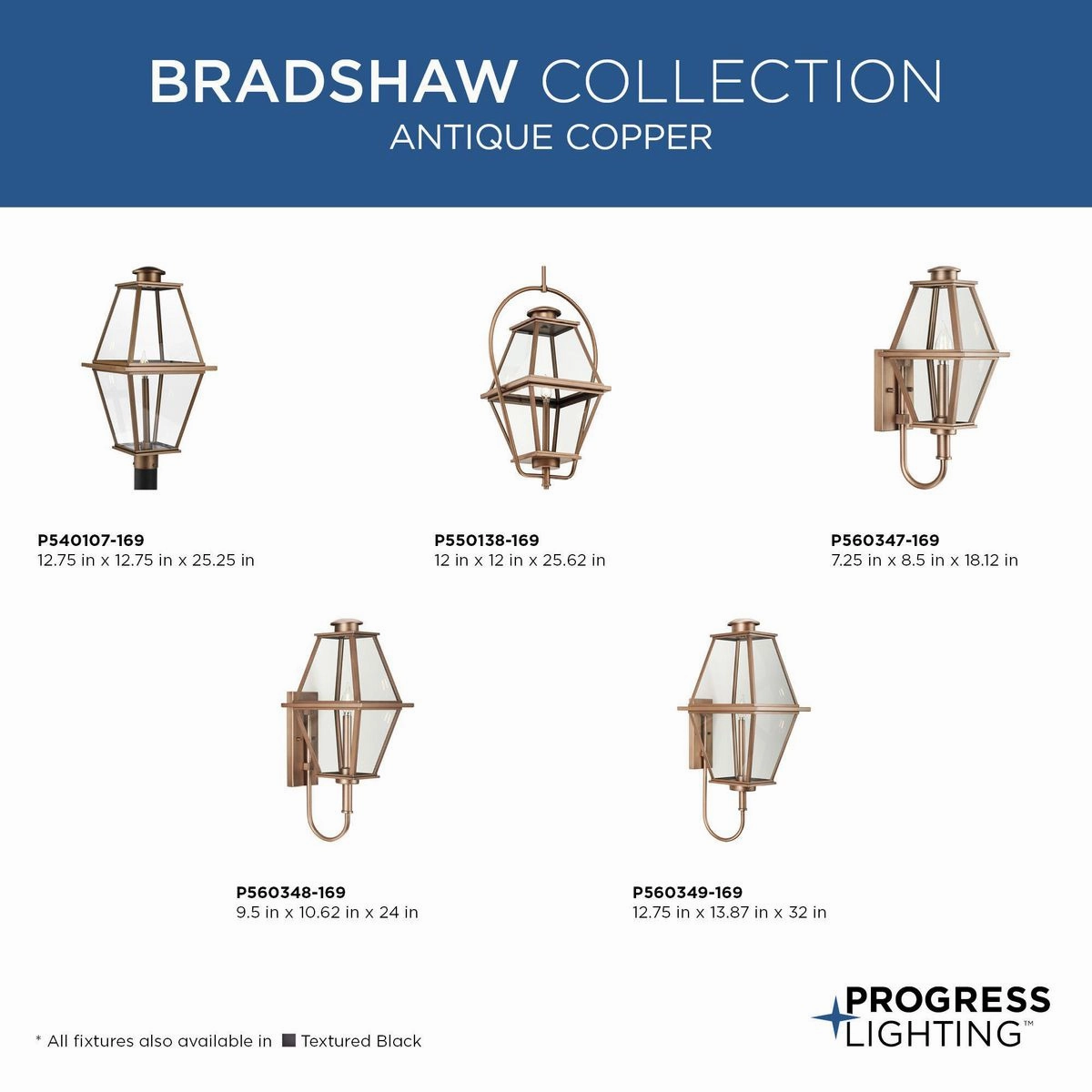 Bradshaw One Light Outdoor Wall Lantern Antique Copper (Painted)
