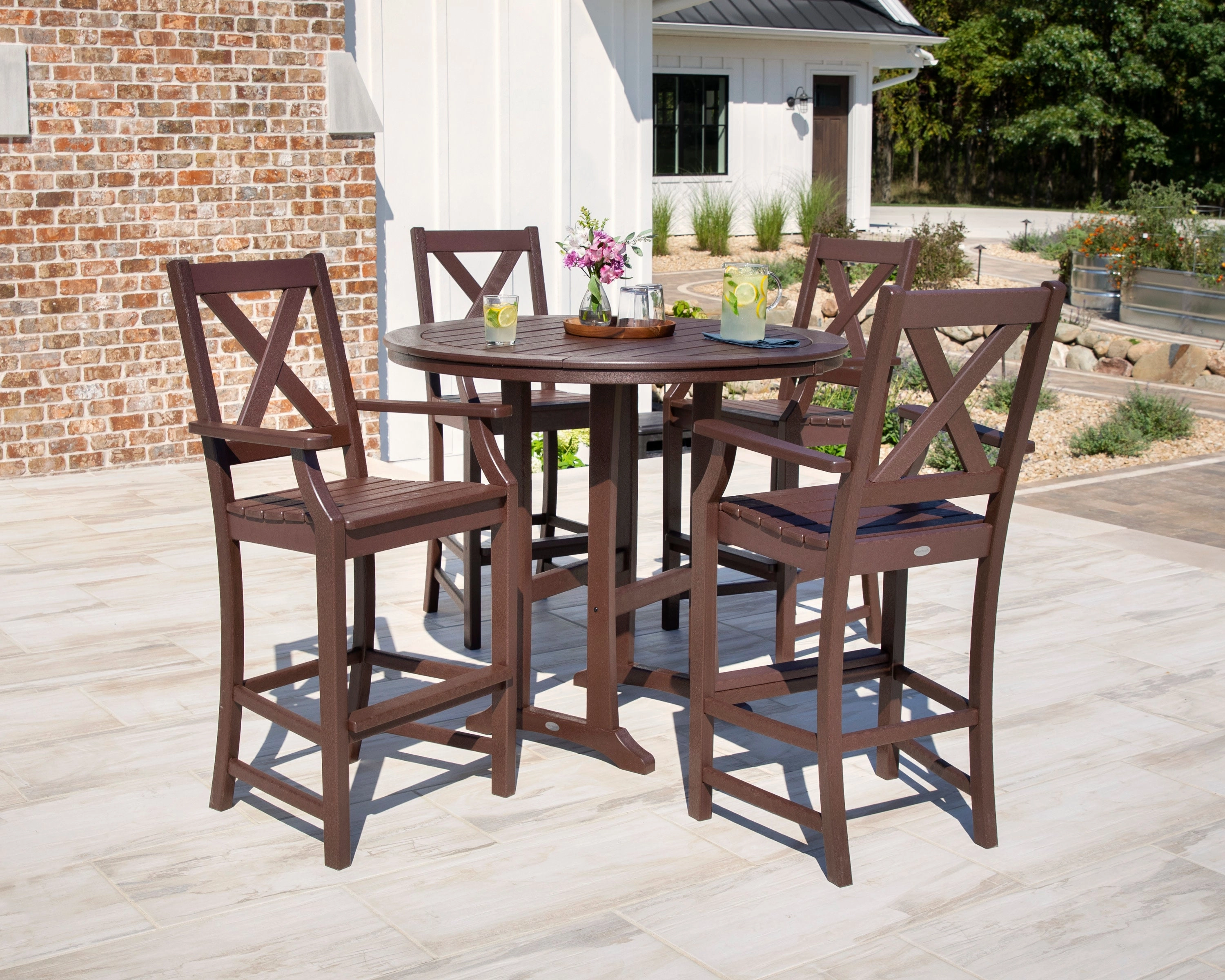 Braxton 5-Piece Nautical Trestle Arm Chair Bar Set