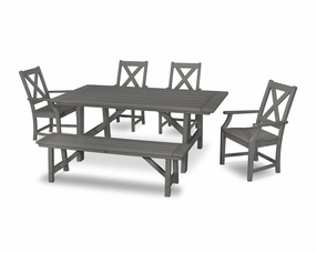 Braxton 6-Piece Rustic Farmhouse Arm Chair Dining Set with Benchoutdoor patio furniture set