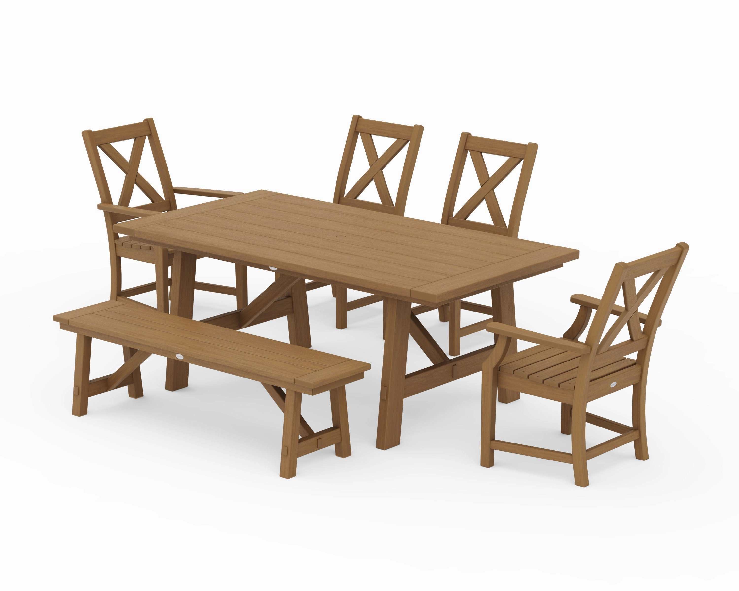 Braxton 6-Piece Rustic Farmhouse Arm Chair Dining Set with Bench