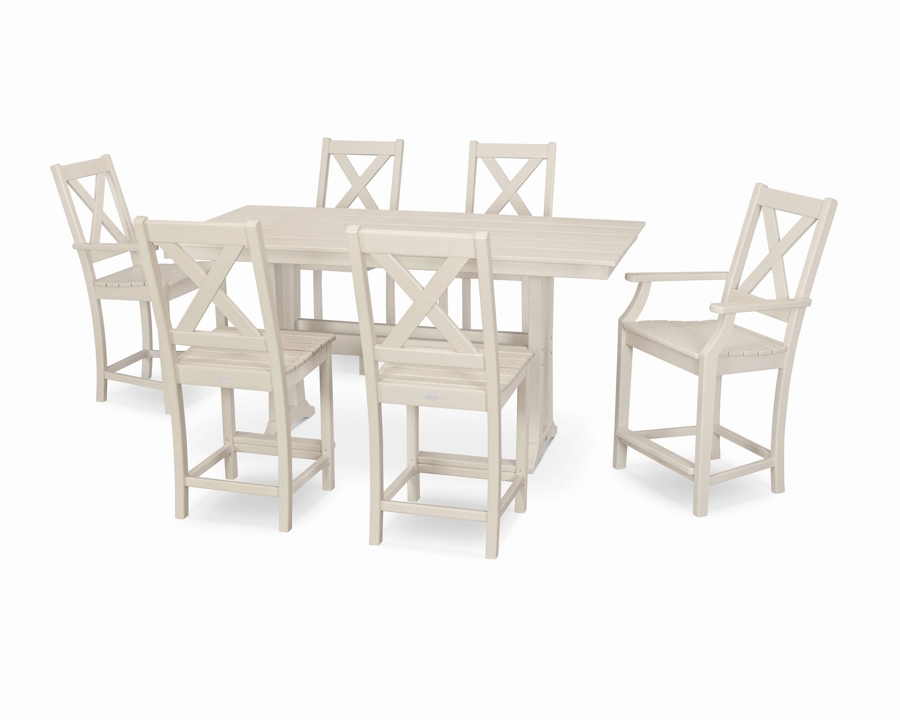 Braxton 7-Piece Farmhouse Trestle Counter Set