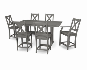 Braxton 7-Piece Farmhouse Trestle Counter Setoutdoor patio furniture set