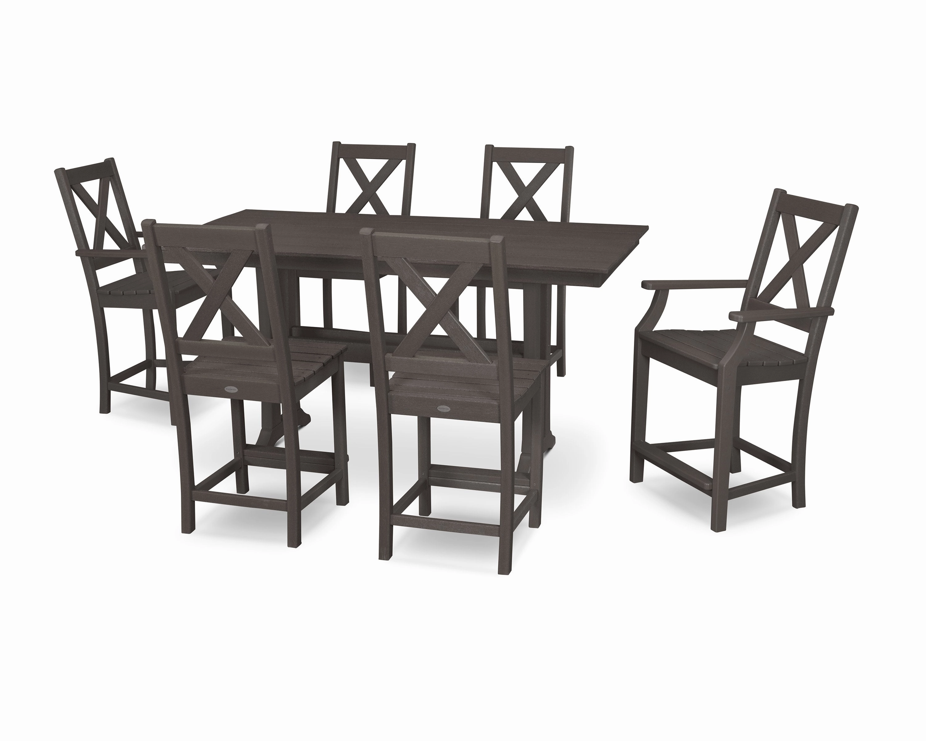 Braxton 7-Piece Farmhouse Trestle Counter Set