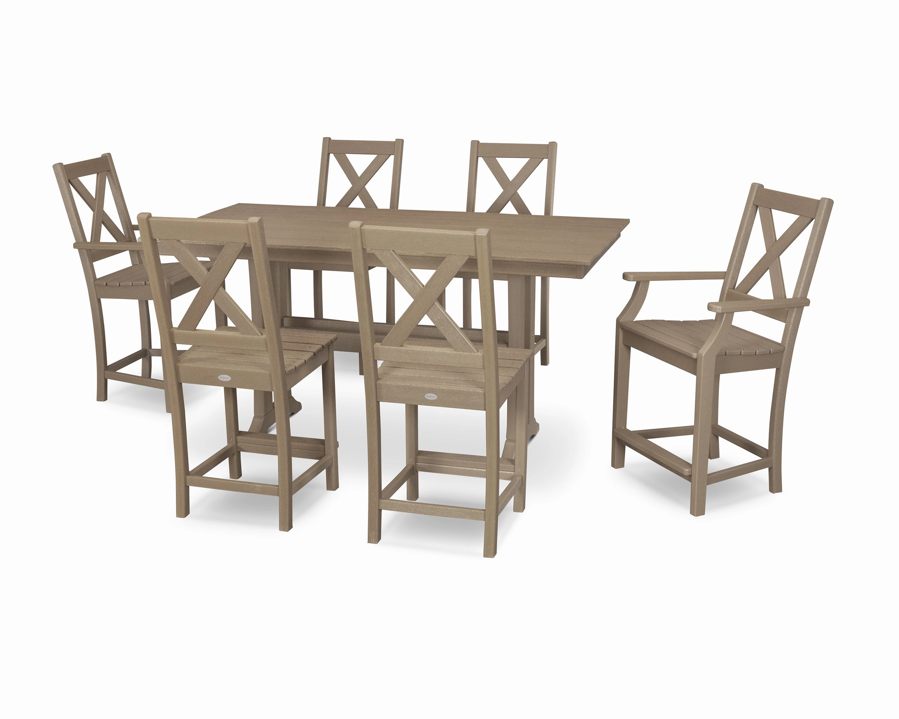 Braxton 7-Piece Farmhouse Trestle Counter Set