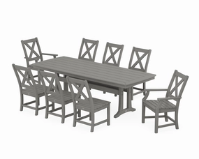 Braxton 9-Piece Dining Set with Trestle Legsoutdoor patio furniture set