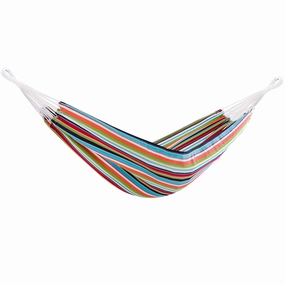 Brazilian Style Sunbrella Hammock - Carousel Confetti outdoor hammock with stand and canopy