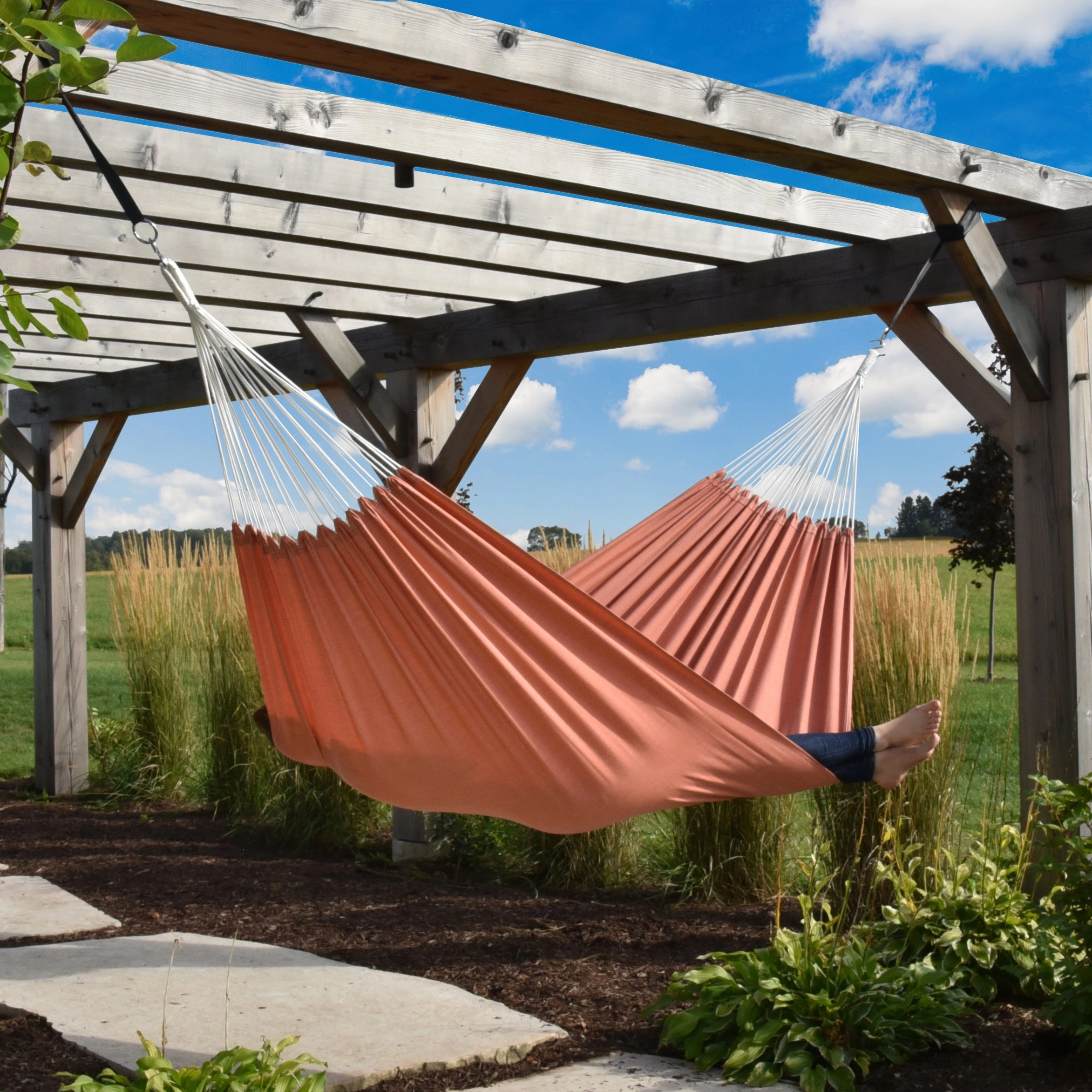 Brazilian Style Sunbrella Hammock - Coral