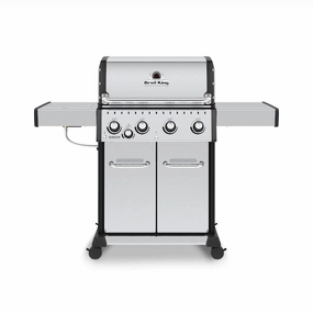 Broil King Baron S 440 PRO Infrared 4-Burner Gas Grill stainless steel BBQ grill with side table