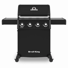 Broil King Crown 410 Gas Grill with 4 Patented Dual-Tube Burners stainless steel BBQ grill with side table