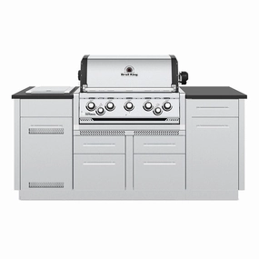 Broil King Imperial S590i Gas Grill Island stainless steel BBQ grill with side table