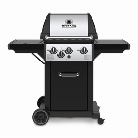 Broil King Monarch 340 Gas Grill with 3 Stainless Steel Dual-Tube Burners stainless steel BBQ grill with side table