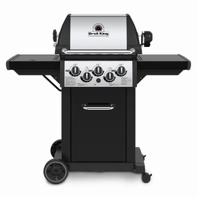 Broil King Monarch 390 Gas Grill with 3 stainless Steel Dual-Tube Burners stainless steel BBQ grill with side table