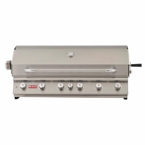 Bull Diablo 46-Inch 6-Burner Built-In Gas Grill With Rotisserie stainless steel BBQ grill with side table