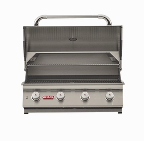 Bull Lonestar Select 30-Inch 4-Burner Built-In Gas Grill stainless steel BBQ grill with side table