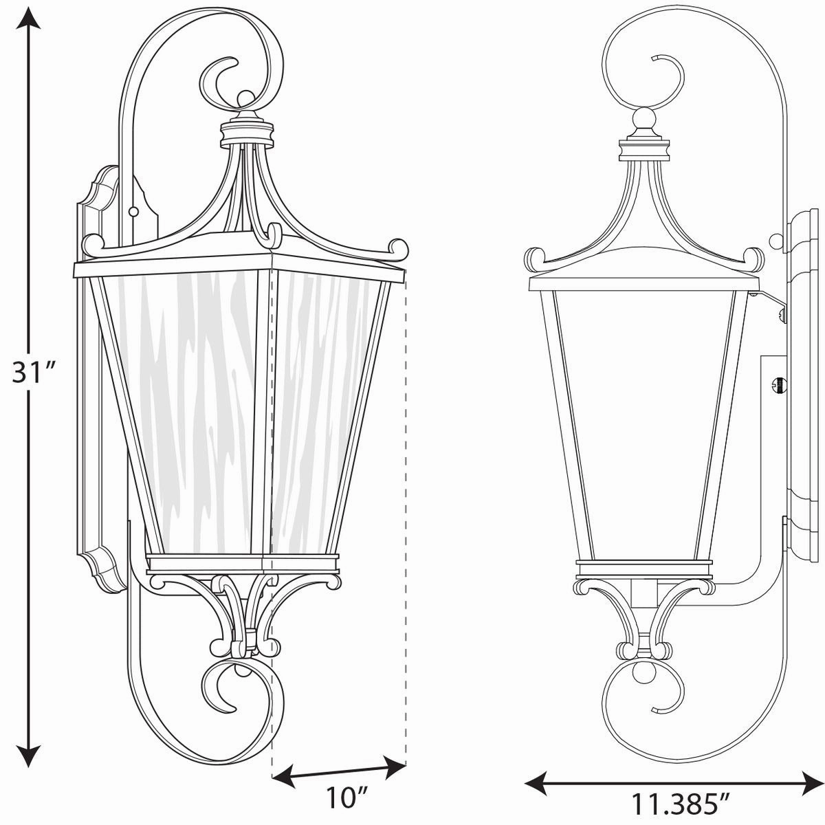 Cadence One Light Wall Lantern Black