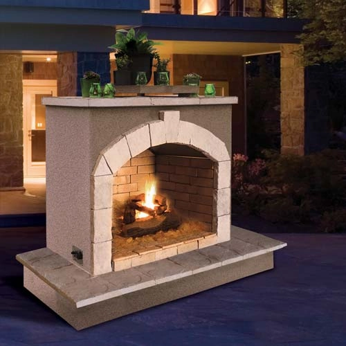 Cal Flame Outdoor Fireplace FRP906-2stone-look outdoor patio fireplace