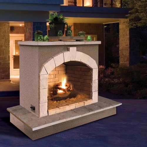 Cal Flame Outdoor Fireplace FRP906-3stone-look outdoor patio fireplace