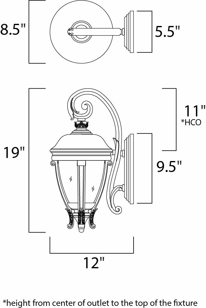 Camden VX Two Light Outdoor Wall Lantern Black