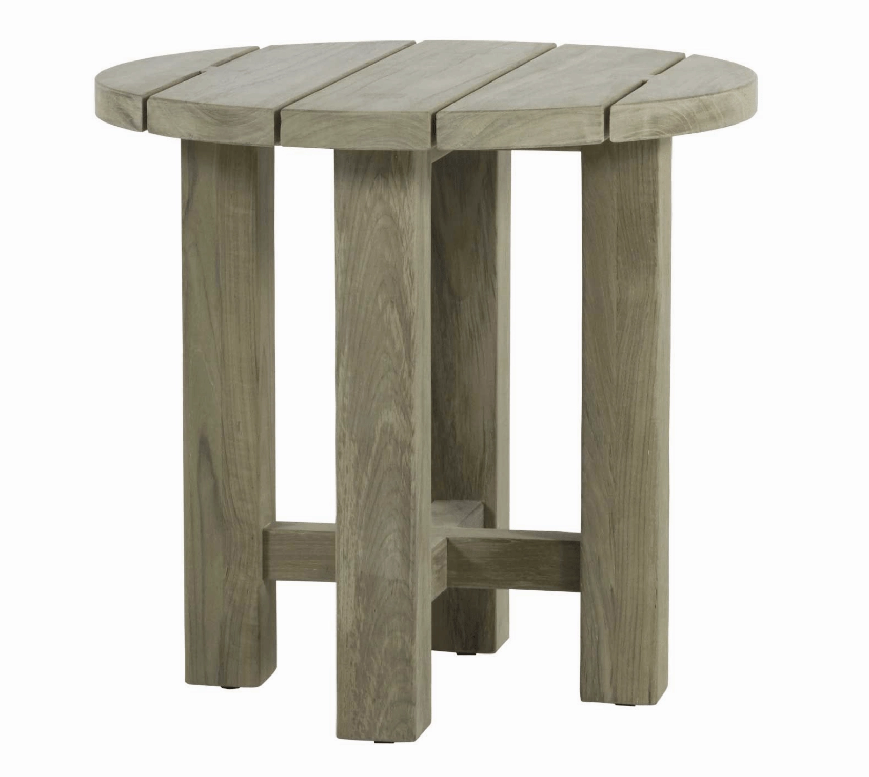 Cape Cod Round Outdoor Side Table - Natural or Oyster Teakweatherproof teak dining table and chairs