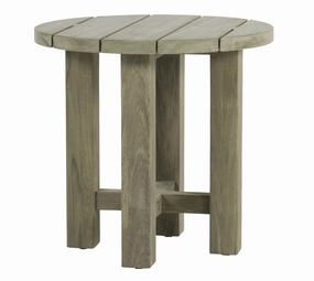 Cape Cod Round Outdoor Side Table - Natural or Oyster Teakweatherproof teak dining table and chairs