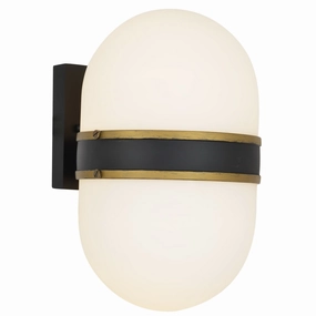 Capsule Two Light Outdoor Wall Sconce Matte Black   Textured GoldOutdoor wall sconces with motion sensor