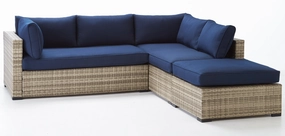 Caribe 2-Piece Outdoor Sectional and Ottoman - Navyoutdoor patio furniture set