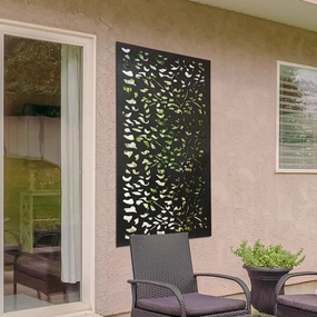 Carrington Extra Large Metal Leaf Design Decorative Garden Screen Mirror 120X60cmwaterproof decorative outdoor mirror