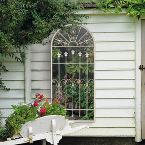 Carrington Gothic Arch Stone Coloured Large Garden Mirror 140 x 65 CMwaterproof decorative outdoor mirror