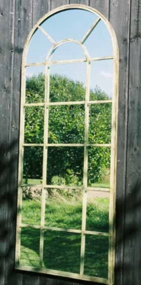 Carrington Large Green and Cream Rustic Multi Panel Design Garden Mirror 140 x 56CM