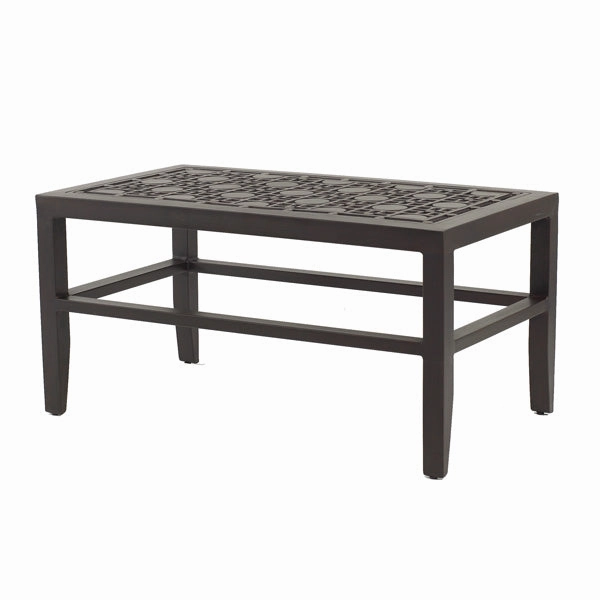 Castelle 18" x 34" Rectangular Classical Cast Top Coffee Tableoutdoor coffee table for patio or lounge