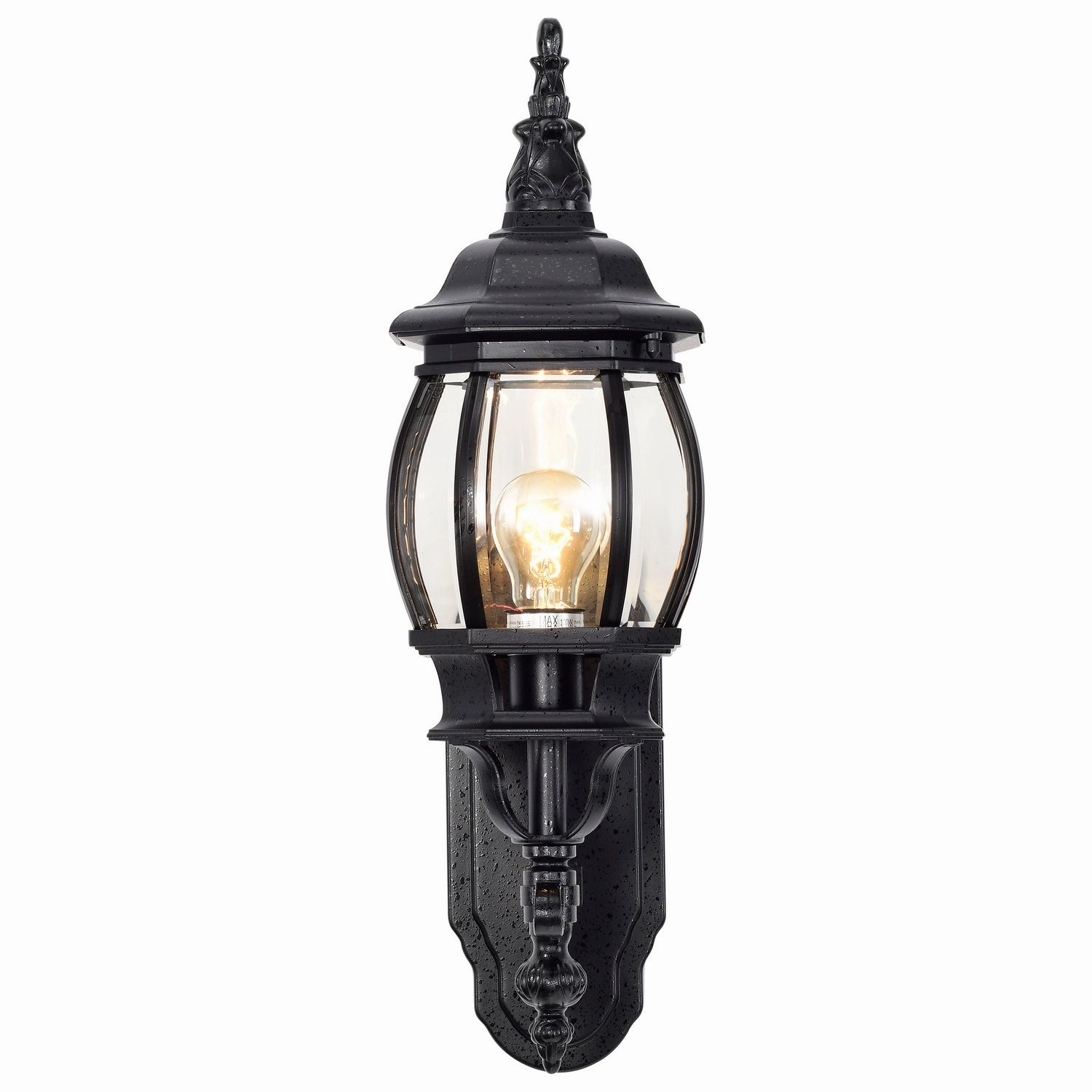 Central Park One Light Outdoor Wall Lantern Textured Black