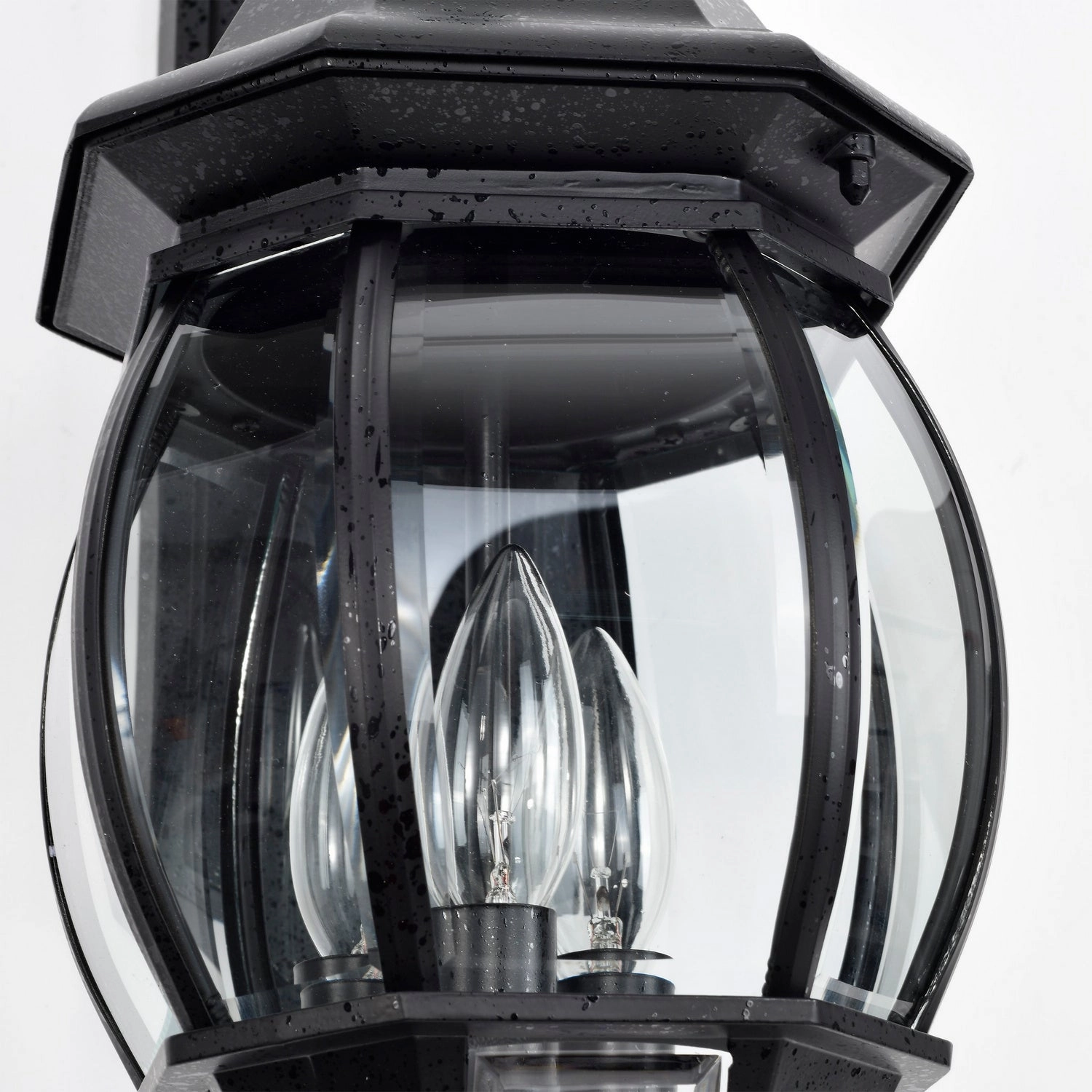 Central Park Three Light Outdoor Wall Lantern Textured Black