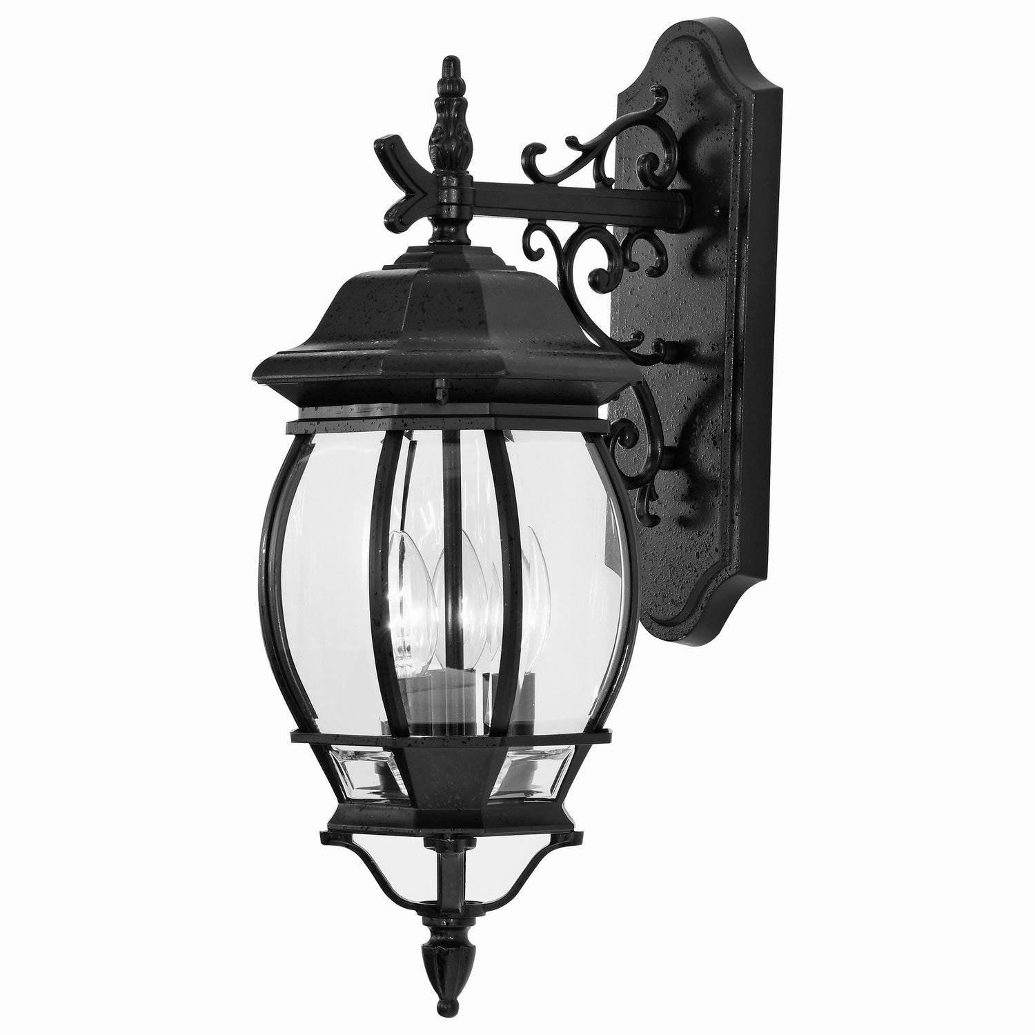 Central Park Three Light Outdoor Wall Lantern Textured Black
