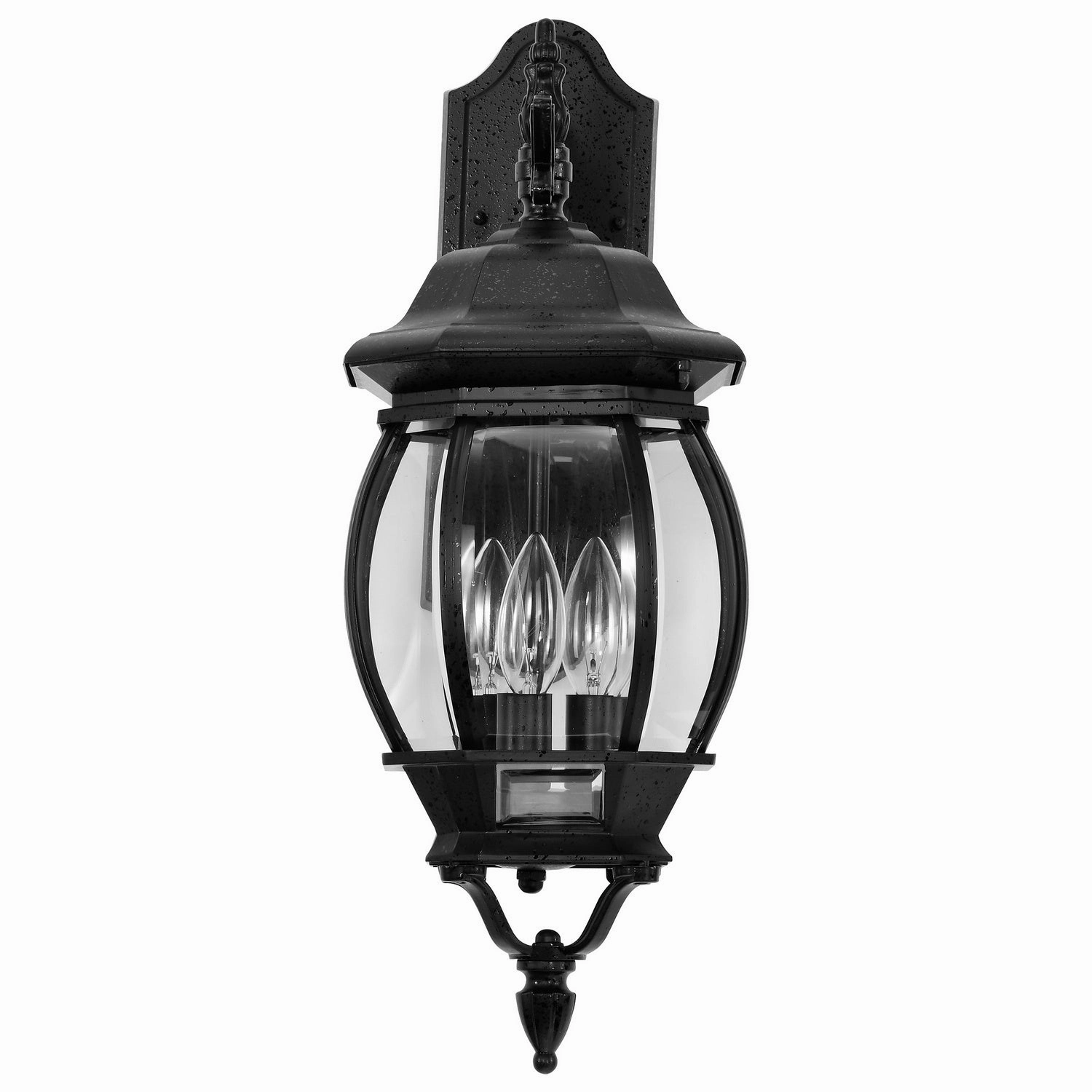 Central Park Three Light Outdoor Wall Lantern Textured Black