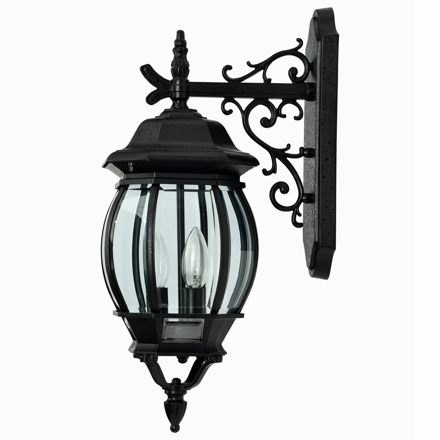 Central Park Three Light Outdoor Wall Lantern Textured Black
