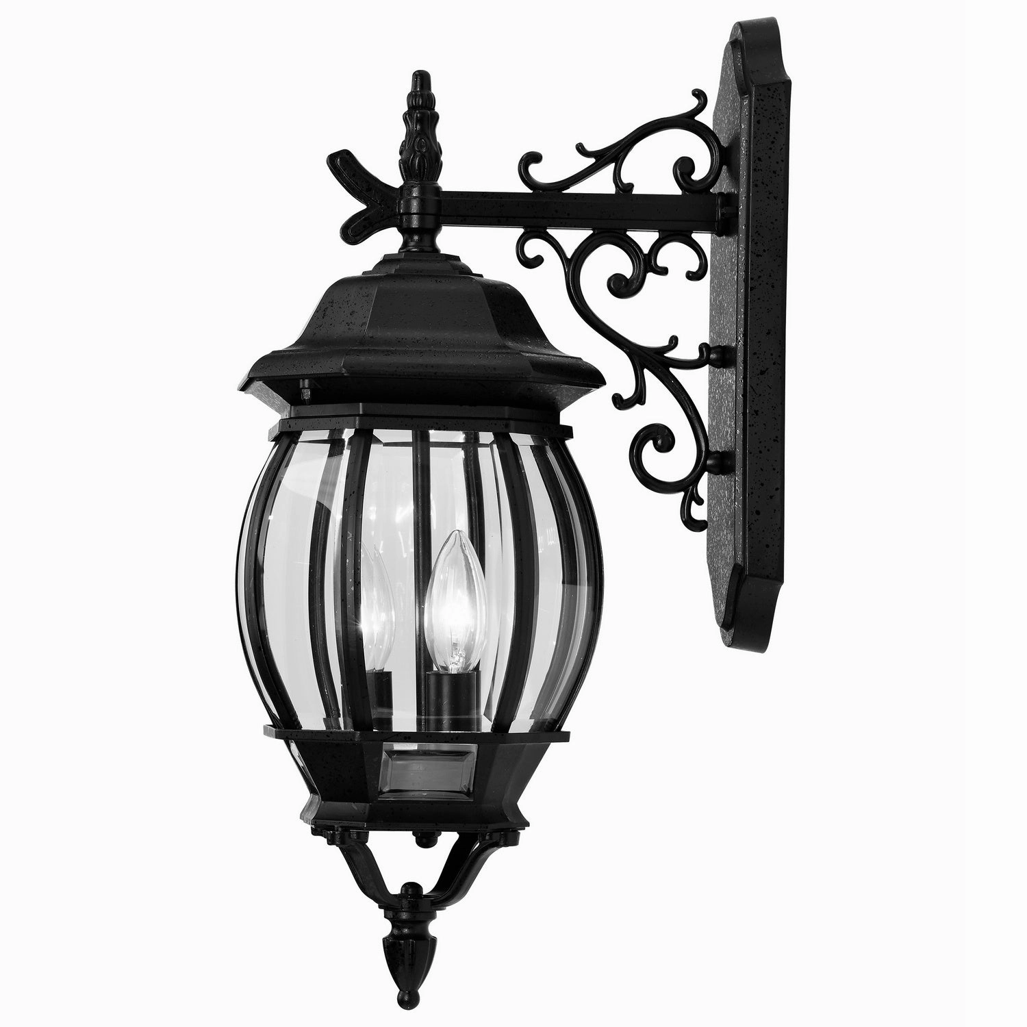 Central Park Three Light Outdoor Wall Lantern Textured Black
