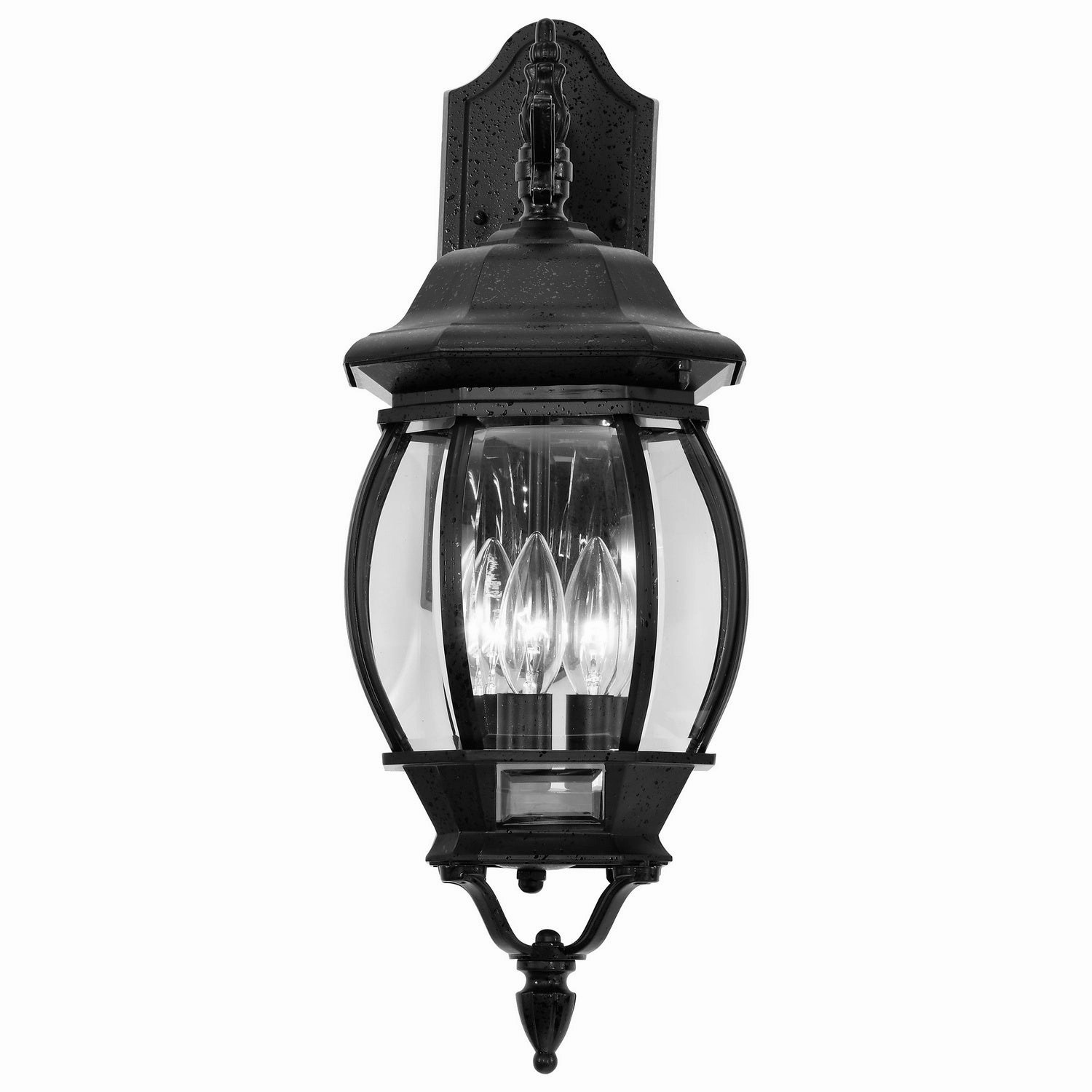 Central Park Three Light Outdoor Wall Lantern Textured Black