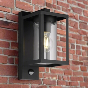 CGC ABEL Matt Black Box Lantern Wall Light with PIR Motion SensorMotion activated driveway security lights