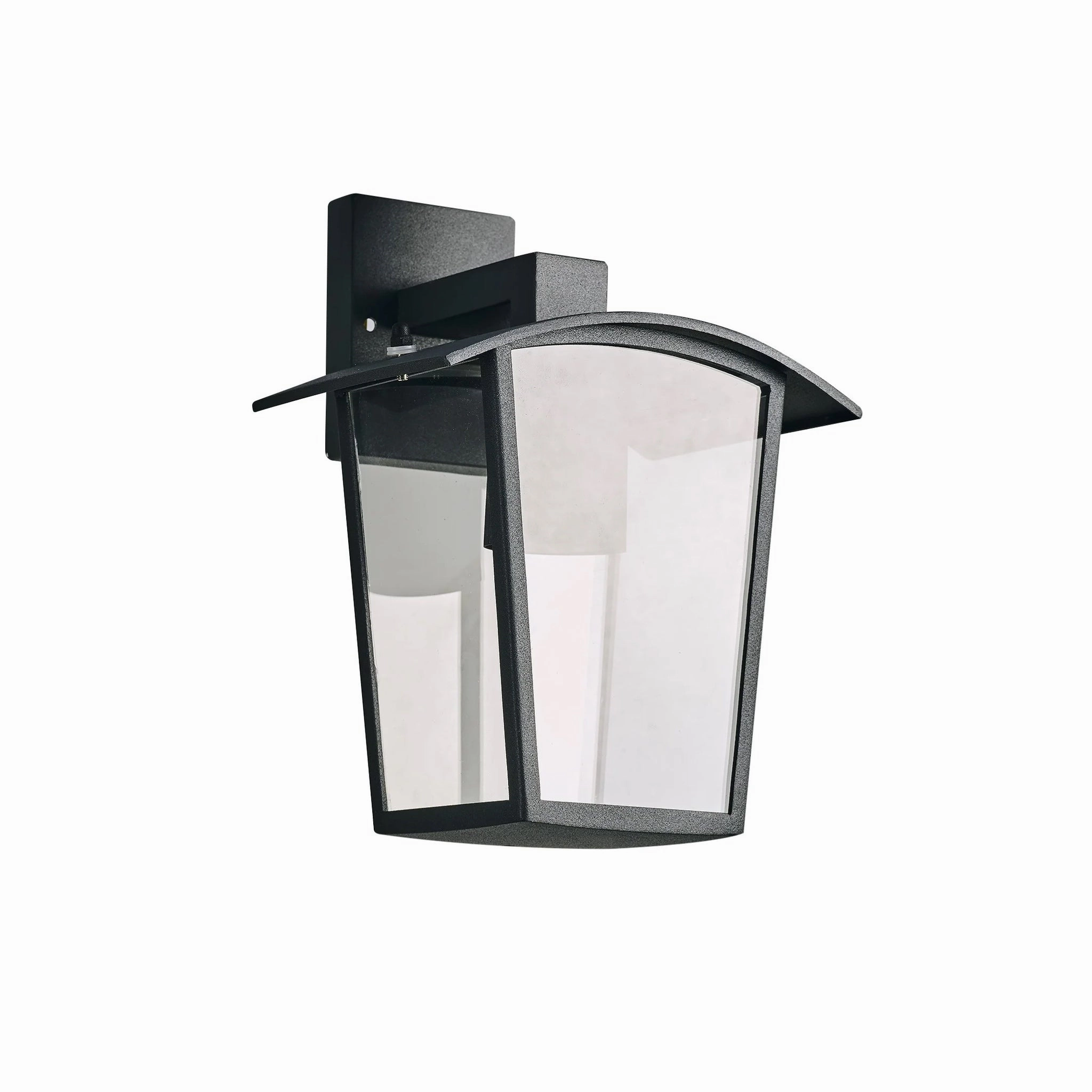 CGC ALLY Black E27 Outdoor Wall Light Lantern Clear Diffuser IP44 Down