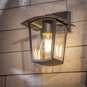 CGC ALLY Black E27 Outdoor Wall Light Lantern Clear Diffuser IP44 DownWeatherproof outdoor lighting