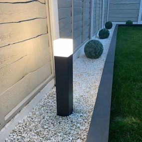 CGC AMARA Dark Grey & White Square Medium Post LightDecorative outdoor post lights