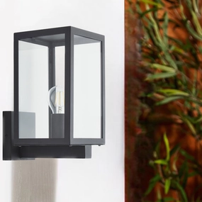 CGC ARCHIE Anthracite Dark Grey Outdoor Up Wall Light Lantern Clear Glass IP44 E27Motion activated driveway security lights
