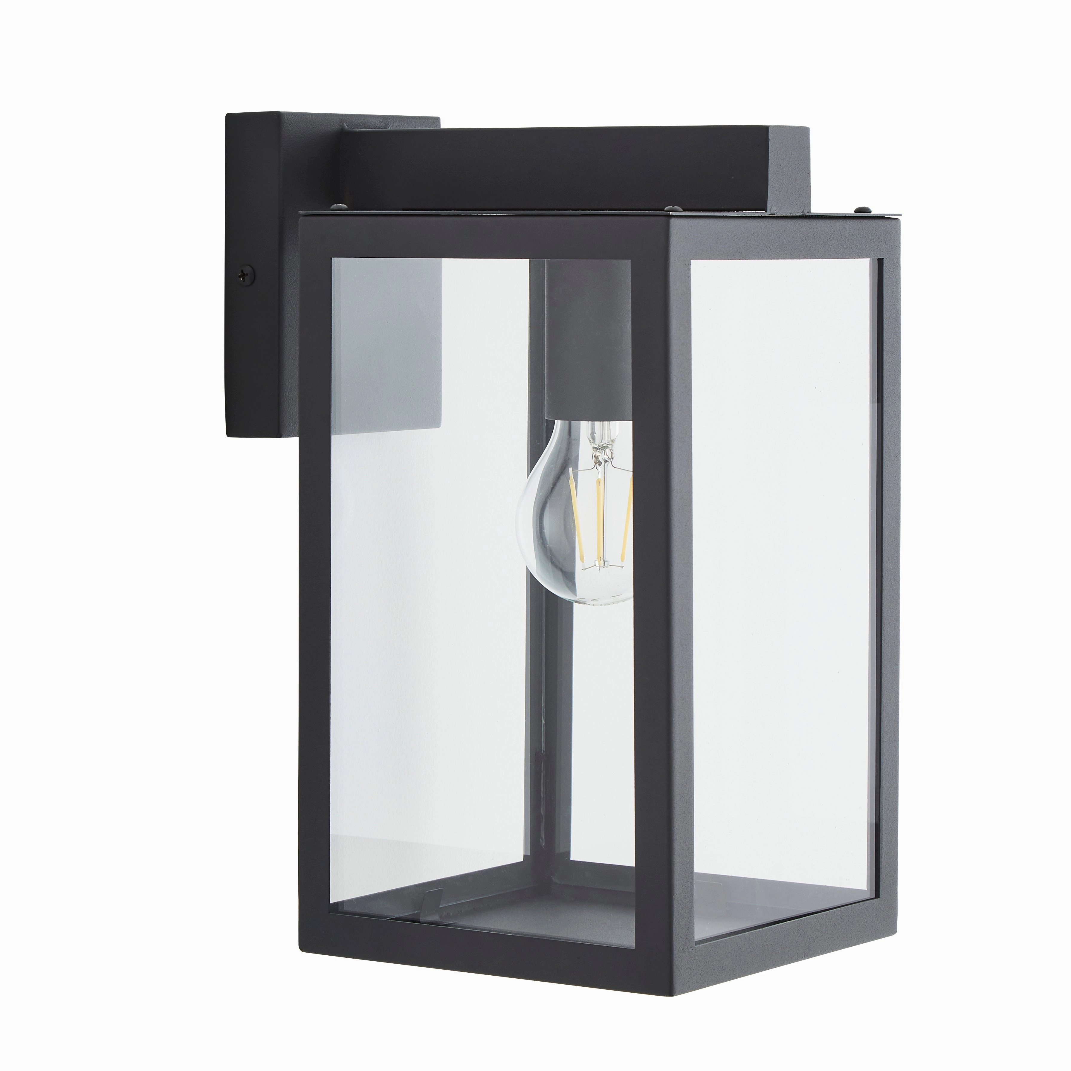 CGC ARCHIE Anthracite Dark Grey Outdoor Up Wall Light Lantern Clear Glass IP44 E27