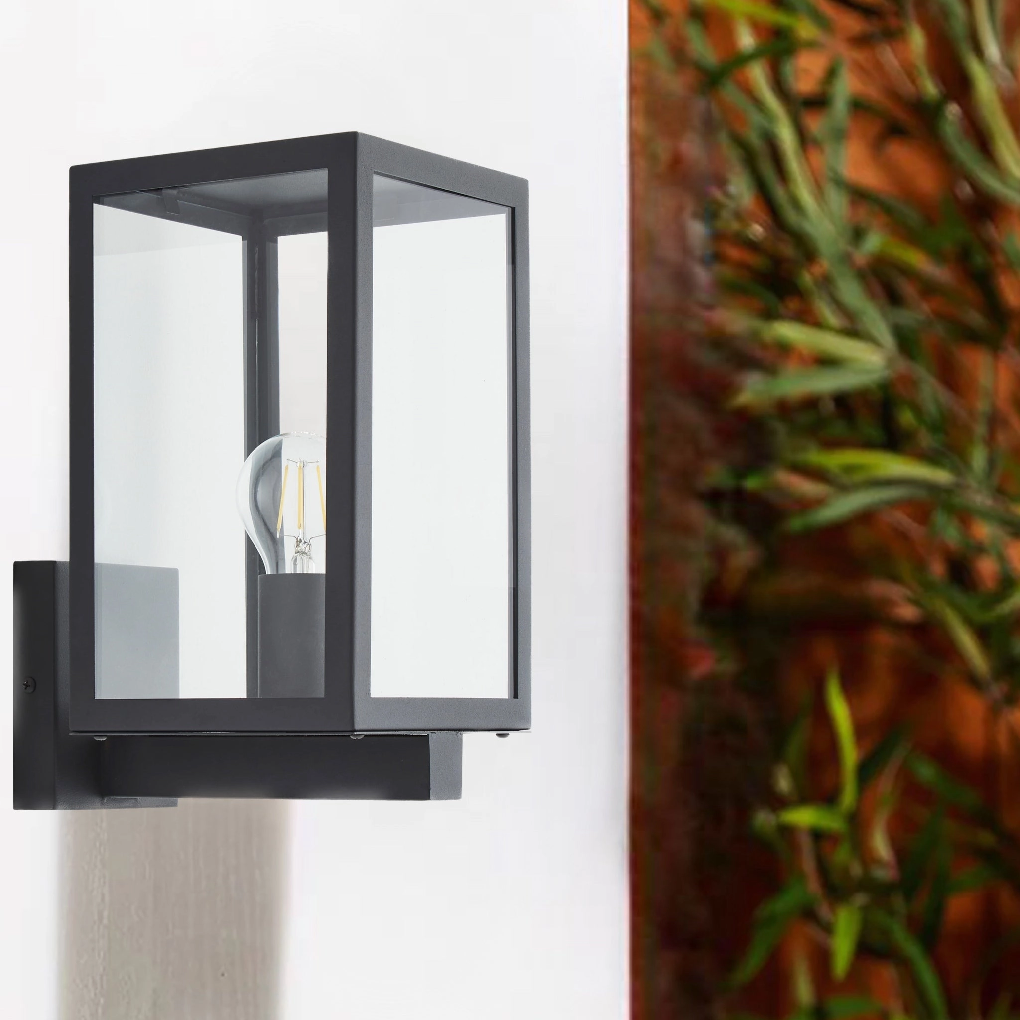 CGC ARCHIE Anthracite Dark Grey Outdoor Up Wall Light Lantern Clear Glass IP44 E27Motion activated driveway security lights