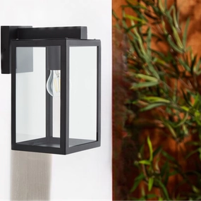 CGC ARCHIE Black Outdoor Up Wall Light Lantern Clear Glass IP44 E27Motion activated driveway security lights