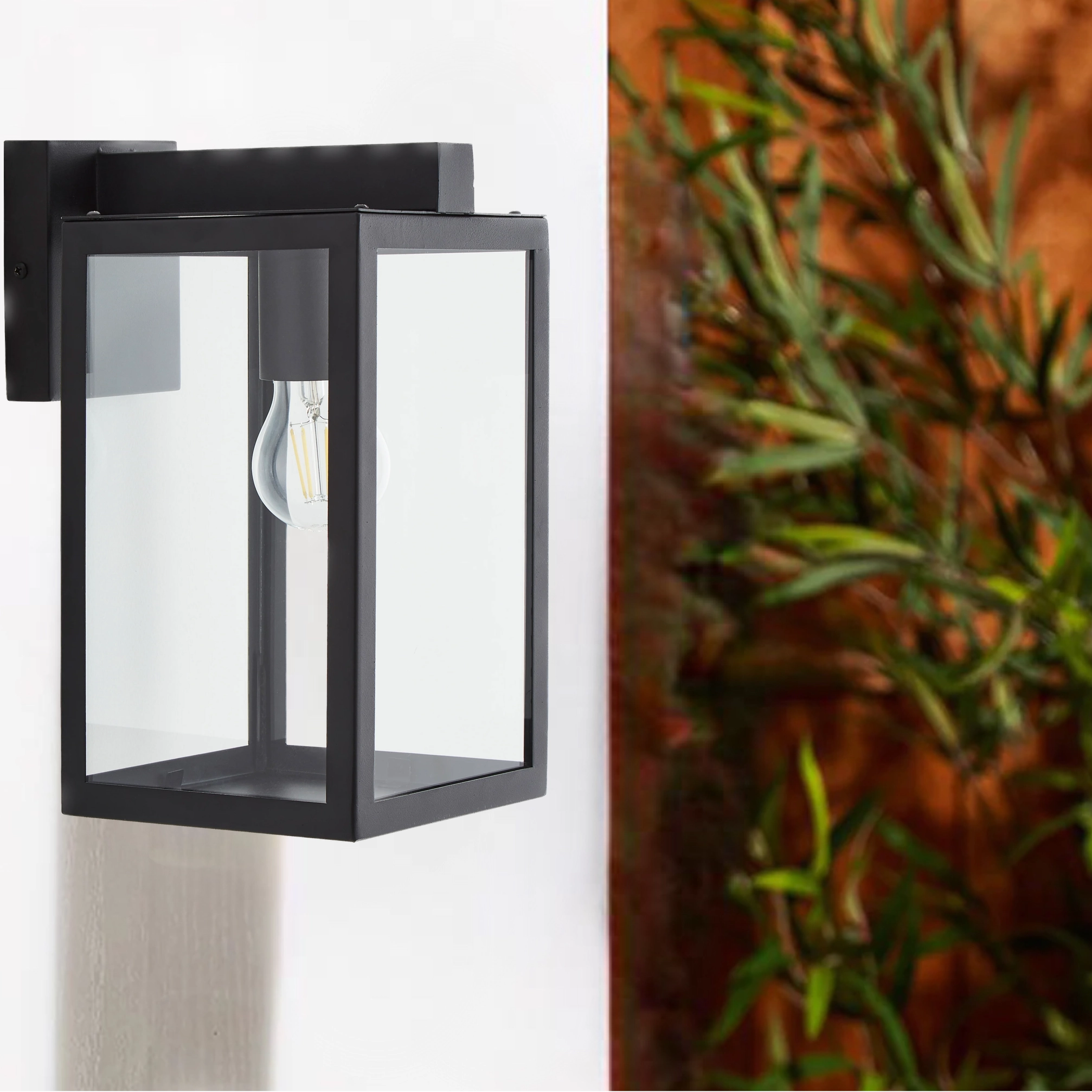 CGC ARCHIE Black Outdoor Up Wall Light Lantern Clear Glass IP44 E27Motion activated driveway security lights